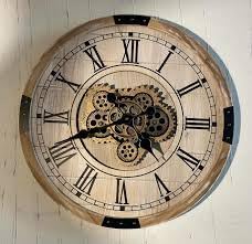 Horloge murale engrenages métal bois 60 cm Mascagni grande taille