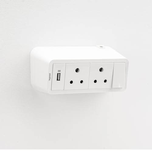 Image of Legrand Extension Board with USB (2-Sockets, 1 Switch, White, 1.5M Cable) | 2 x 6A Socket 230V + USB-A 5V 15 amp Charging | IP20 Rated Power Hub /Box for Home, Office, Hotel Use | Spike Guard