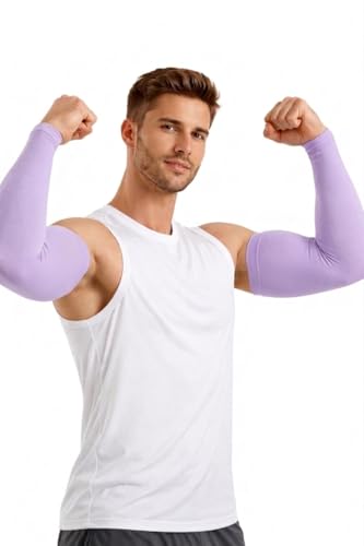 Image of ZaySoo Unisex Compression Arm Sleeves for Sports, UV Protection, Sweat Absorbent Stretchable Arm Covers for Cycling, Cricket, Running, Gym & Outdoor Activities (1 Pair)