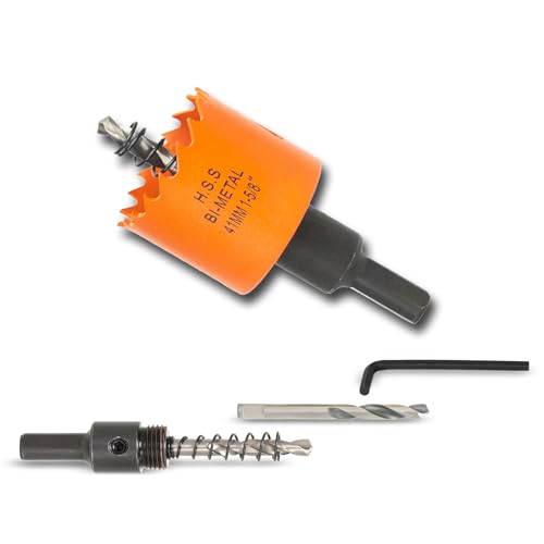 1-5/8 inch Hole Saw for Wood, Metal, Plastic &amp; Drywall, with Arbor