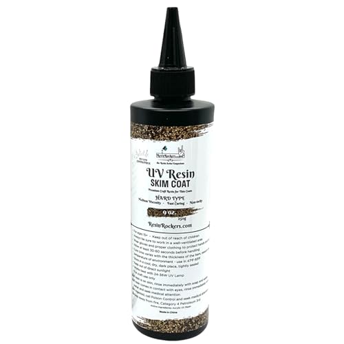 Resin Rockers Skim Coat UV Resin for Pen Making, Clear High Gloss Finish, Fast Curing, Non-Toxic, Anti-Yellowing, 60-120 Sec Cure Time, 24-54W UV Lamp Required, 250 g