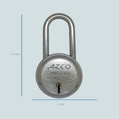 Image of Onepro Long Schakle Padlock 6Keys Silver Chrome Finish 65MM 8Levers | Lock and Keys for Home Door Shop Offices School Gate Main gate Hospitals