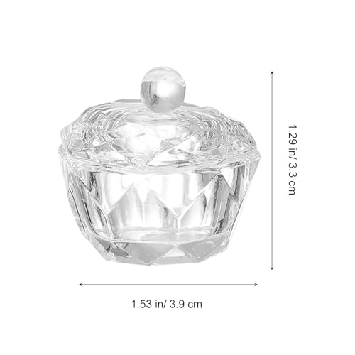 2 piezas de tazas de cristal para arte de uñas con tapa miniatura 2