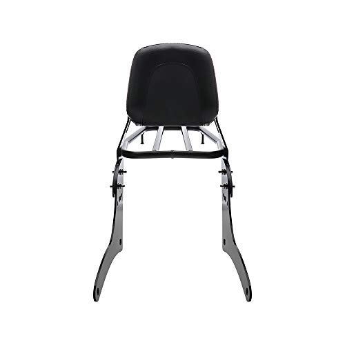MotorFansClub Sissy Bar Backrest Luggage Rear Rack Passenger Back Seat Cushion Fit For Compatible With Honda Rebel CMX300 CMX500 2017-20 Black