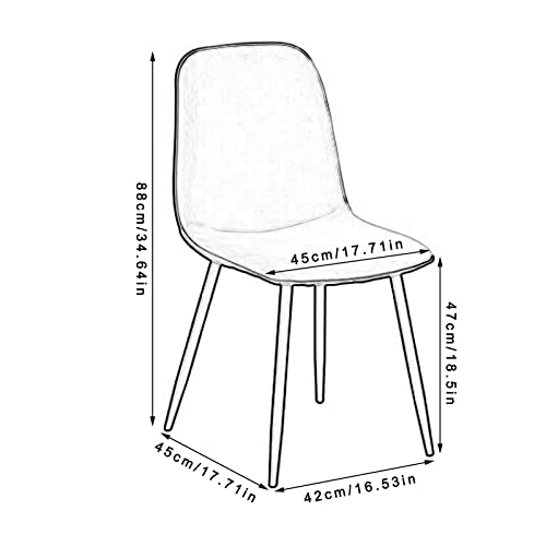 SJIALEN Modern Dining Chairs Set of 2, for Lounge Office Backrest Soft Faux Leather Seat with Black Metal Legs Kitchen Chairs Kitchen Chair (Color : Beige, Size : 42x45x88cm)