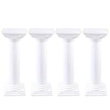 4-Piece Roman Column (White), White Wedding Pillar Plastic Roman Collum Props Supplies Usa Party Event Decoration Column Venue Floral Flower Stand Columns Decorations Flowers Standing Pillars Garden Set Elegant Pot Decor Roman Column