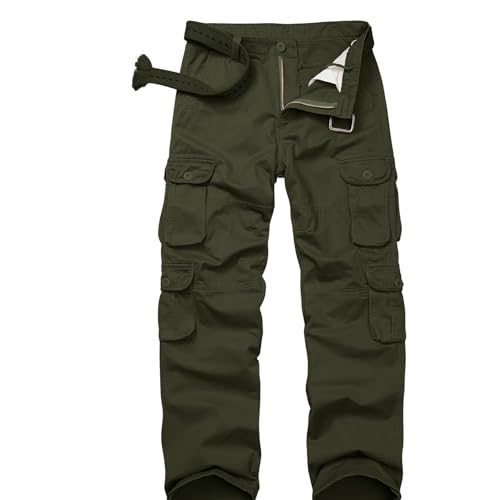 Men's BDU Casual Military Pants, Tactical Wild Army Combat ACU Rip Stop Camo Cargo Work Trousers with 10 Pockets #3316-Army Green-34