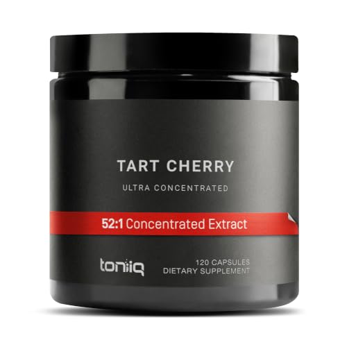 Toniiq Tart Cherry Capsules - Ultra High Potency 52:1 Extract - Highly Concentrated - Third-Party Lab Tested for Purity & Quality - 120 Capsules