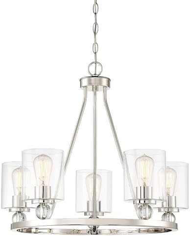 Minka Lavery 3075-613 Studio 5 Chandelier, 5-Light, 300 Total Watts, 25.5-in H x 22-in W, Polished Nickel