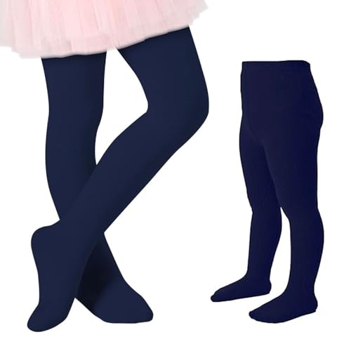 6pk Ballet Tights Footed Stockings Girls Dance Toddler Uniform Navy Medium 4-6 Kids Girls Ultra-Soft Kids Super Elasticity School Dress Cotton Tights 4-6 Years Old Girl Tights Dance Student Tights4