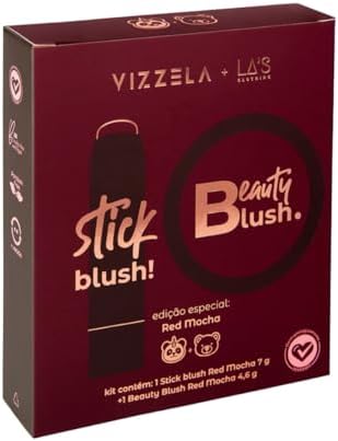 Kit Beauty Blush Red Mocha, Bastão 7g + Compacto 4,6g, Acabamento...