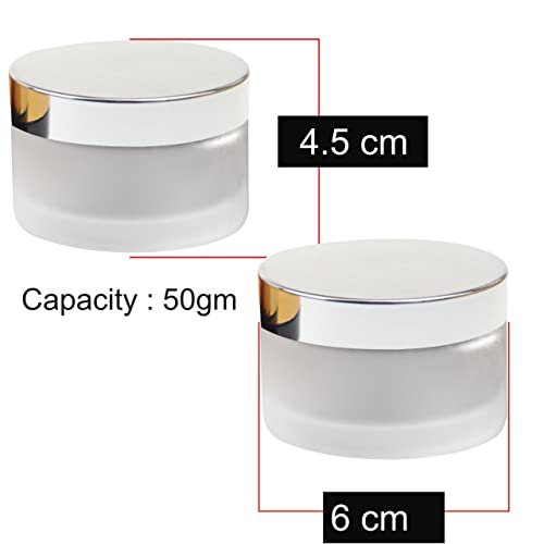 Image of Zenvista Meditech 50gm Frosted Glass Jar With Silver Lid, Multipurpose (Pack of 3)