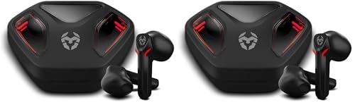 KROM KALL - Auriculares in-Ear Gaming estéreo, Micrófono Integrado, Bluetooth 5.3 Zero Latency, Push to Talk, Diseño ergonómico, 12 Horas de Bateria, Estuche Carga, Cable USB Type-C Incluido, Negro