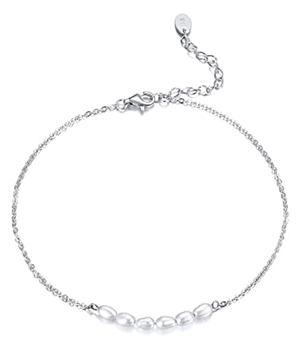 Bracelets de cheville en argent véritable et perles d'eau douce de haute qualité