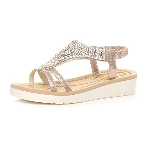 Ajvani Rose Gold Diamante Slingback Sandals Cover