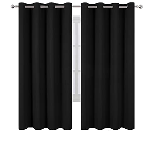 Image of LEMOMO Black Thermal Blackout Curtains /52 x 72 Inch /Set of 2 Panels Room Darkening Curtains for Bedroom