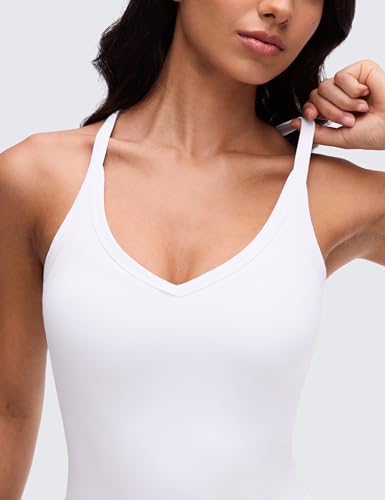 Image of CRZ YOGA Butterluxe Soft Double Lined V Neck Tank Tops for Women - Yoga Casual Camisole Racerback Tight Sleeveless Shirt