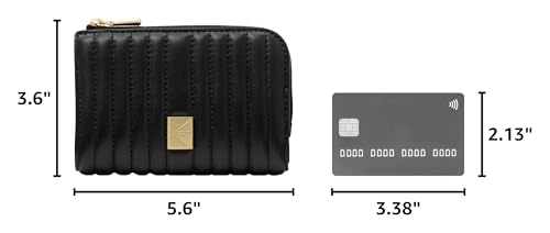 Image of kate spade new york Deco Quilted Leather Compact Wallet, Black