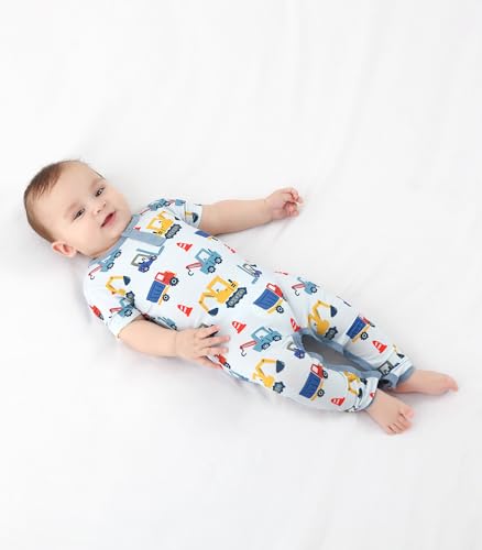 Baby Boys Short Sleeve Rompers Button Bodysuit One-piece Jumpsuit for Newborn, Viscose Made from Bamboo 5