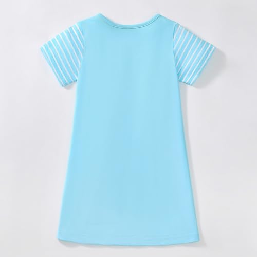 Image of HILEELANG Toddler Girl Short Sleeve Easter Dress Cotton Casual Jersey Shirt Playwear Applique Dress