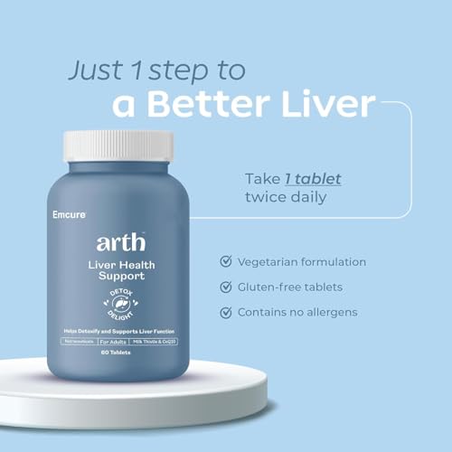 Image of Arth Liver Health Supplement | With Milk Thistle (Silymarin 600mg), CoQ10, Vitamin C & E | Helps in Fatty Liver Management & Digestion | Anti-inflammatory & Antioxidant Support | For Men & Women | 120 Veg Tablets