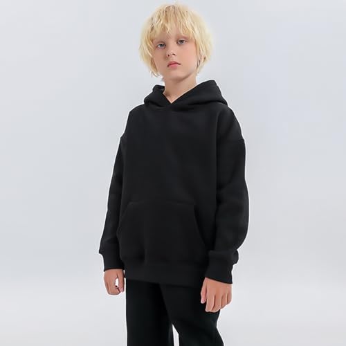 AIWUHE Toddler Boys Girls Hooded Sweatshirt Solid Pullovers Long Sleeve Hoodie Kids Cotton Crewneck Fall Tops 2-6Y Blouse3