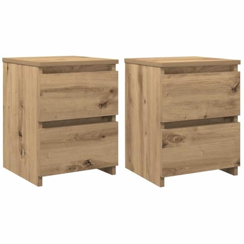 vidaXL Tables de Chevet 2 pcs chêne Artisanal Bois d'ingénierie, Armoire de Chevet, Armoire latérale, Table de Nuit, Armoire
