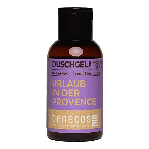 BenecosBIO Mini Duschgel Urlaub in der Provence - Bio-Lavendel - zertifizierte Naturkosmetik - vegan - beruhigend & pflegend - 50ml