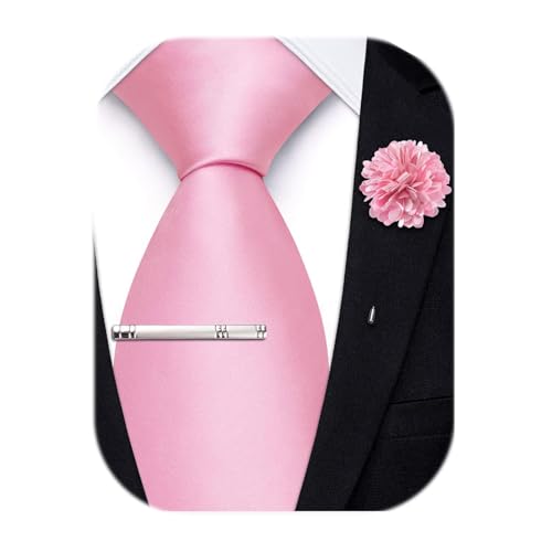 Image of Hi-Tie Men's Extra Long Solid Satin Tie Set 63 Inch /70 Inch Formal Necktie
