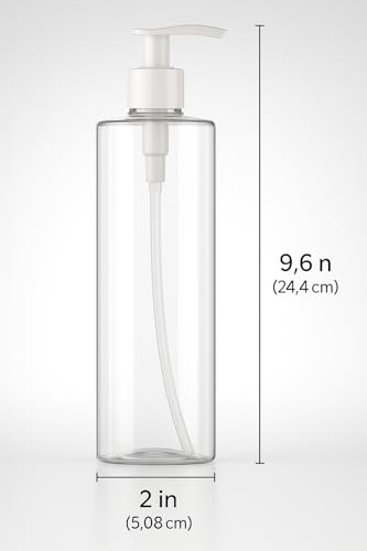 Empty Pump Bottles 16-Ounce Dispenser for Shampoo, Creams, Body Wash, Hand Soap, Self-Tanners, Lotion, BPA-Free (Pack of 3)2