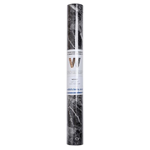 Wallstickery Marble Paper for Counter top Black Gray Granite Wallpaper Gloss Self Adhesive Sticky Faux Stone Wall Stickers Removable Peel Stick Furniture Home Kitchen Cabinets