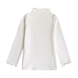 [Enfants Chéris] 子供服 Tシャツ 長袖 カットソー ガールズ 綿 無地 フリル ハイネック 春秋冬 インナー トップス スタンドカラー キッズ 部屋着 女の子 上着 120 オフ