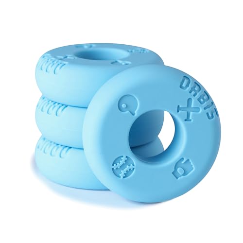 Bat Grip Choke Up Rings with Baseball Icons, 4 Pack, Bat Knob Stacker for Youth Baseball, Softball and Tee Ball, Improve Grip and Reduce Sting (Baby Blue)