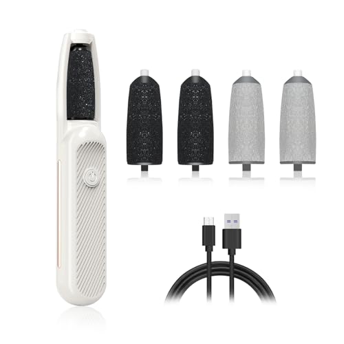 Eliminador Eléctrico de Callosidades,Lima elétrica de pies, Recargable Aparato de Pedicura Profesional Lima Recargable Portátil Para Suavizar Pieles Secas Y Callosidades con 4 Rodillos