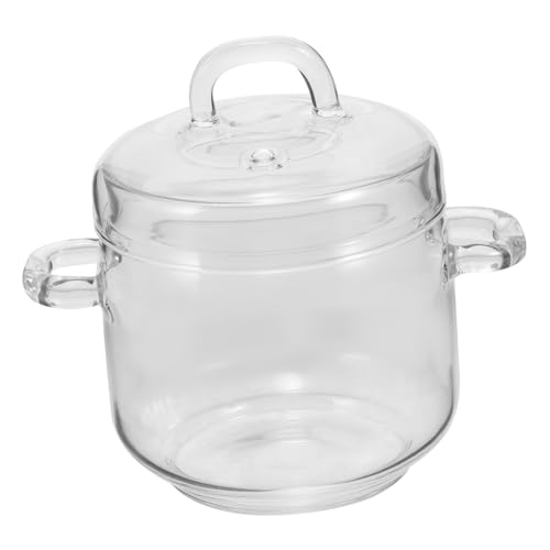 ABOOFAN Olla de Vidrio para Cocinar Resistente al Calor con Doble Asa Cazuela para Estofado y Sopa Recipiente Compacto para Cocción Lenta y Uso Doméstico