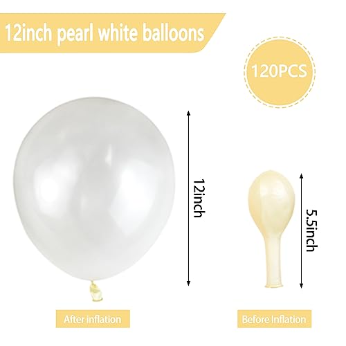 Image of 120 Pack Pearl White Balloons, Bright 12 inch Royal White Latex Party Balloons for Birthday Wedding Baby Shower Halloween.