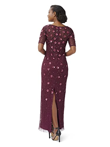 Image of Adrianna Papell Womens Beaded Long 3D Floral Dress