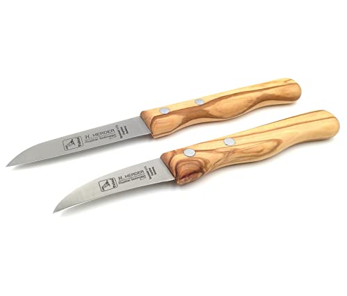 Foto von H. Herder 2 Solingen Küchenmesser/Schälmesser 17,5/15,8cm Spezialstahl rostfrei Olive Solinger SET