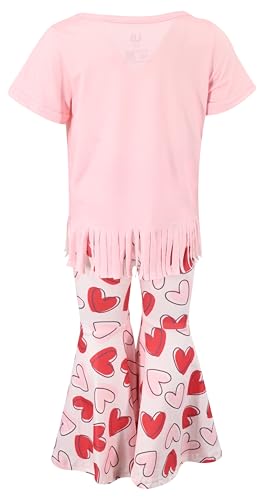 Image of Unique Baby 2 Piece Girls Bell Bottom Leggings Outfit with Short Sleeved Shirt Kid and Toddler Clothes Set