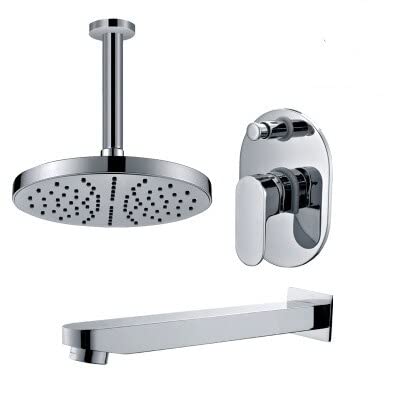 Ensemble de douche en laiton massif avec large jet de 20,3 cm et bec long chrome