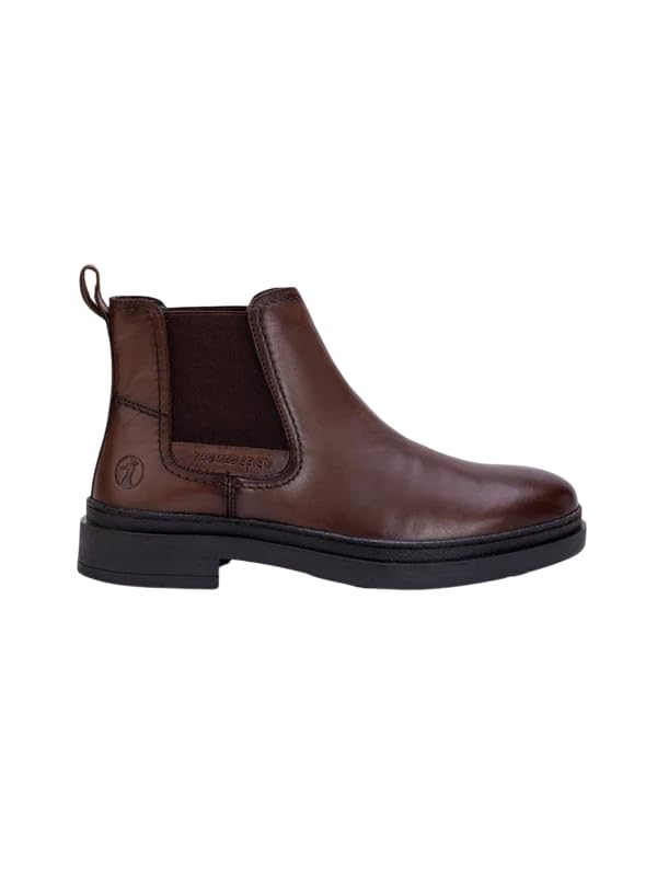 Image of Thomas Crick Men's Genuine Leather Mid-Top Chelsea Boots - Slip-On Ankle Boots with Pull Tab, Ortho Comfort in-Sock & Cleated Grip Outsole for Formal or Casual Wear
