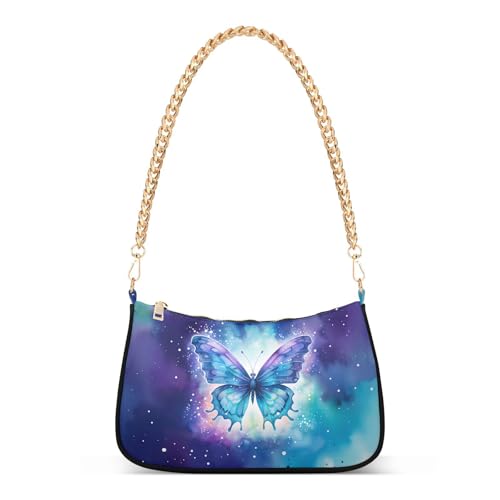 Sac à bandoulière papillon violet pour femme avec chaîne élégante