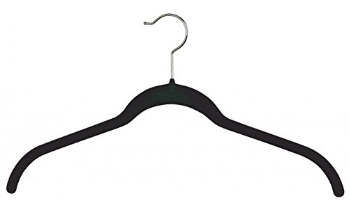 NAHANCO HSL17SB Black Velvet 17-3/8" Wide x 5mm Thick Hangers No Notches (Pack of 100)