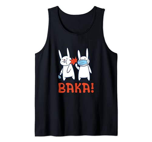 Baka Rabbit Slap Face Mask - Baka Japanese Tank Top, Black