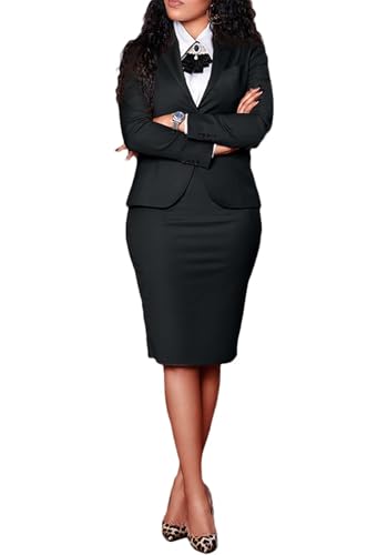 Ensemble blazer 2 pièces femme veste et jupe midi pour le bureau