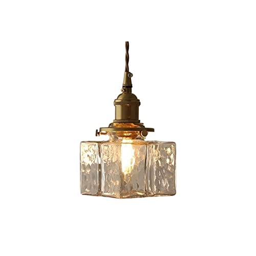 KXEcoLife Lustre en Verre au Design créatif, carré, Moderne, pour Couloir ou Hall, décoratif et Simple, Douille E27, Plafond.