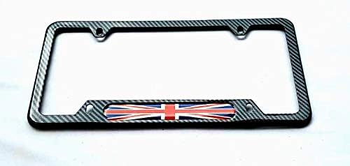 Union Jack British UK United Kingdom Flag Sport License Plate Cover Frames Holder with Screw Caps Stainless Steel Rust Free (1x CB)