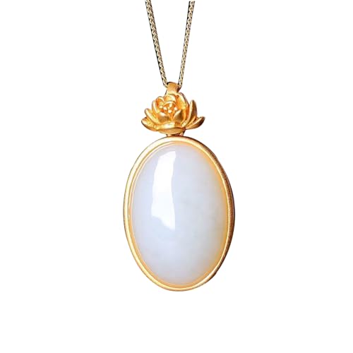 Collier fleur de lotus en jade blanc véritable, symbole de sérénité S925 - 2