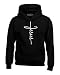 shop4ever Jesus Cross Hoodie Sweatshirt – Christian Pullover Hoodie for Men Women, Inspirational Gift Medium Black