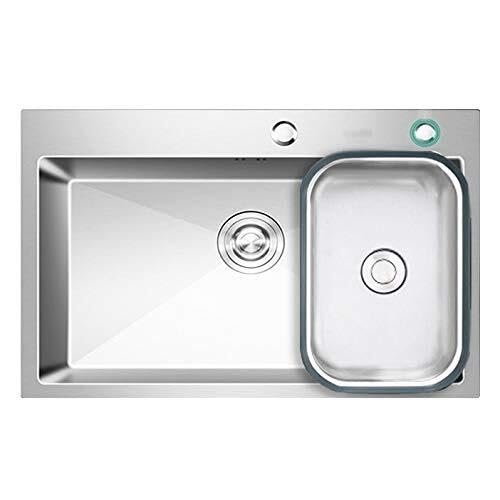 Évier de cuisine en inox satiné cuve rectangulaire profonde 20 cm confort acoustique